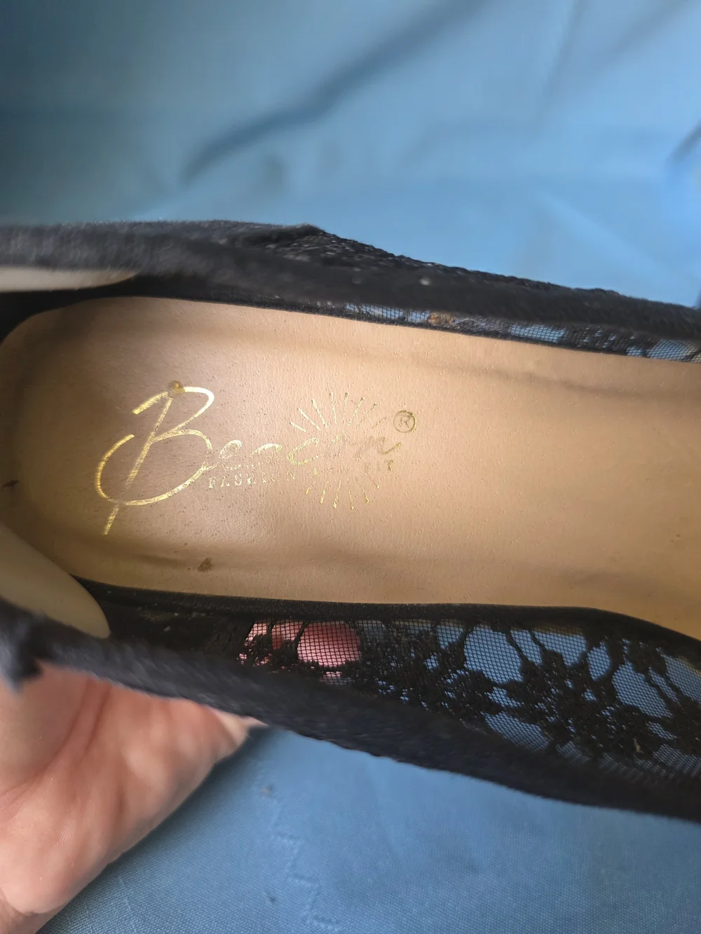 Beacon Black Lace Espadrille Wedge Heels  Size 10N